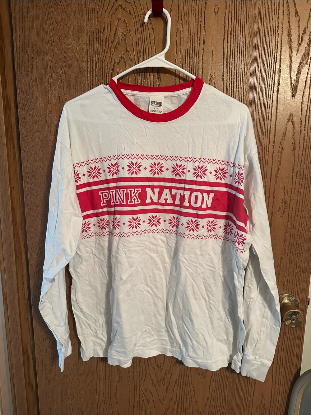 PINK Victoria's Secret White Tee with Red Trim